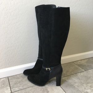 Banana Republic Black Suede & Leather Tall Boots